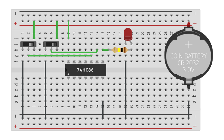 Circuit design XOR GATE - Tinkercad