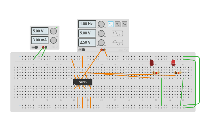 Circuit design 2 bit synchronous up counter using jk flip flop - Tinkercad