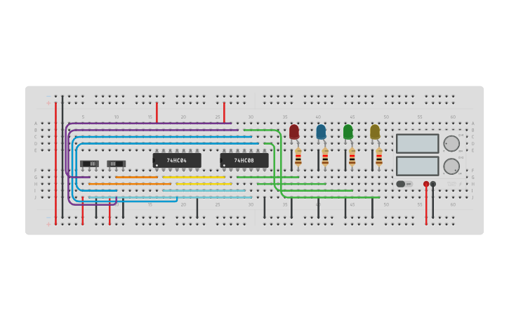 Circuit design 2 to 4 Decoder - Tinkercad