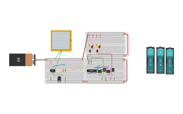 Circuit design Police lights - 555 timer - Tinkercad