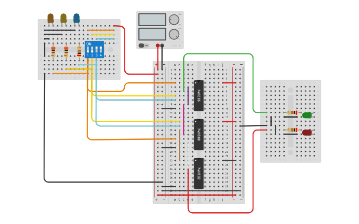 Circuit design full adder - Tinkercad