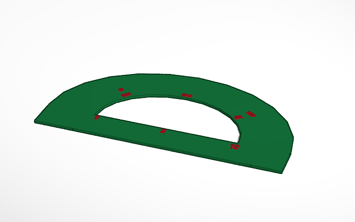 3D design Green Protractor with reference point markings - Tinkercad