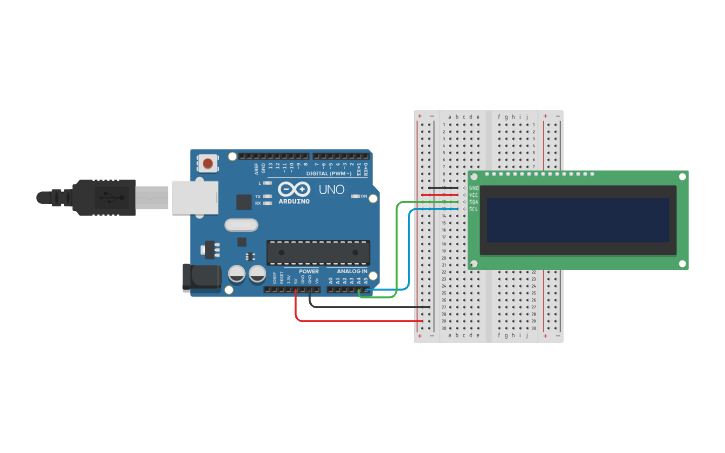 Circuit design Display 16x2 LCD I2C - Tinkercad