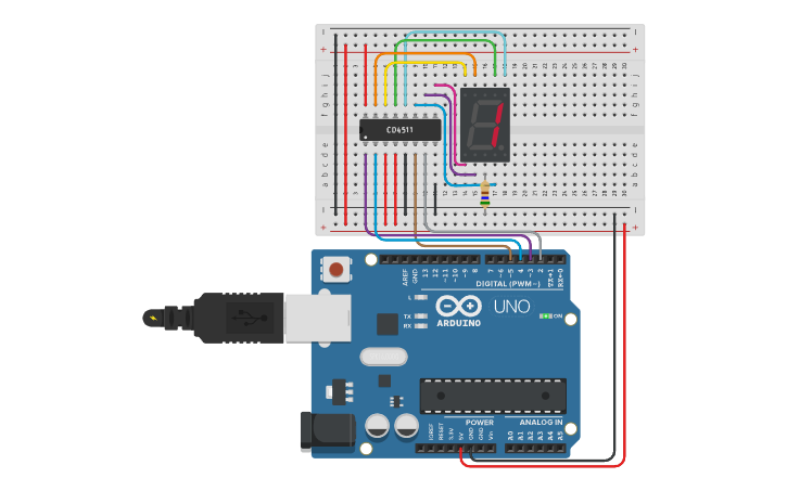 Circuit design Use of BCD to 7 Segment CD4511 - Tinkercad