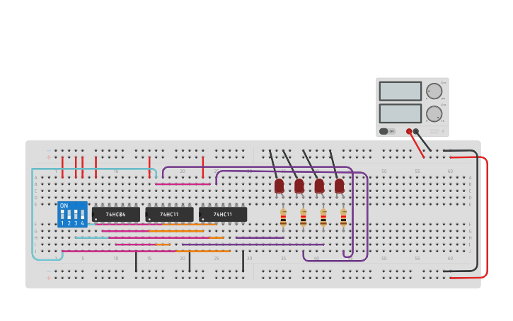 Circuit design 1:4 DEMUX - Tinkercad
