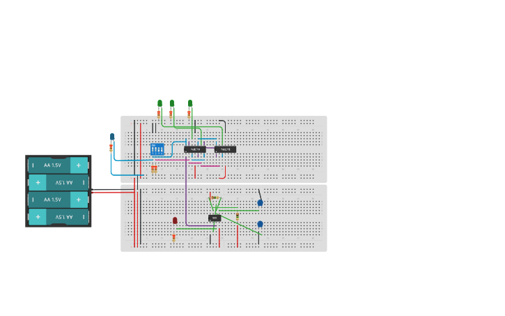 Circuit design 3 bit down counter - Tinkercad