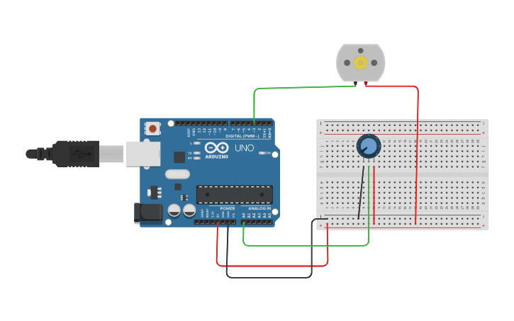 Circuit design Electric fan simulator motor - Tinkercad