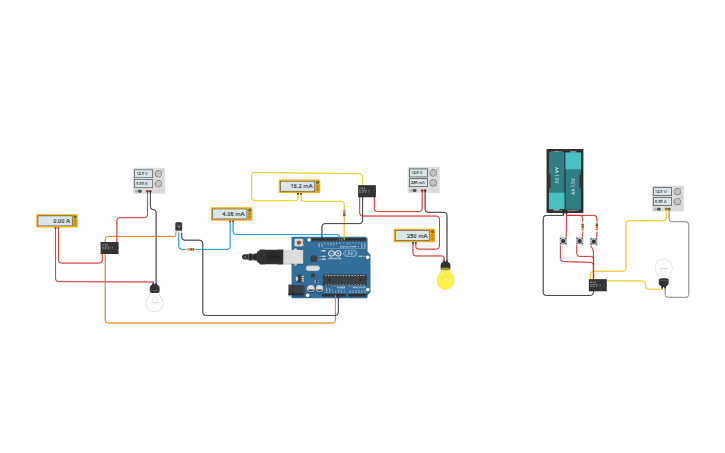 Circuit design Relay: LU-5-R (SPDT) - Pushbutton - Tinkercad