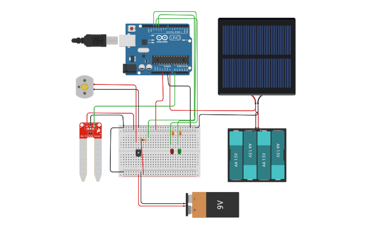 Circuit design Watering System - Tinkercad