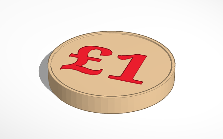 K 1 Coin Indesign 3D design £1 coin - Tinkercad