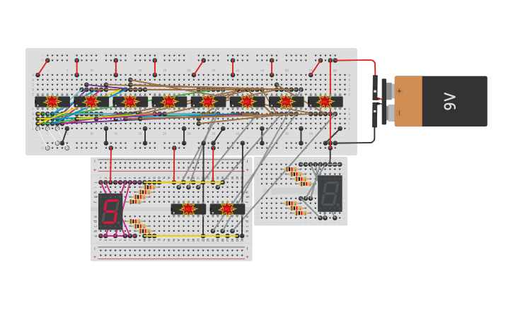 Circuit design 7 Segment Display Using IC - Tinkercad