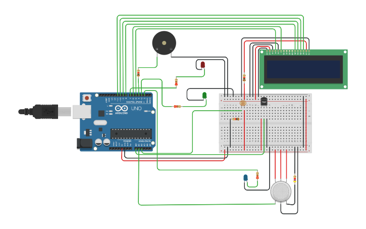 Circuit design Safety System - Tinkercad