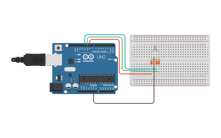 Circuit design 7 Changing Colors - Tinkercad