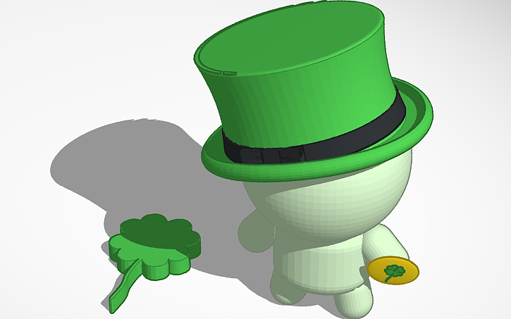 Clover Designcad 3D design Leprechaun and Four Leafed Clover - Tinkercad