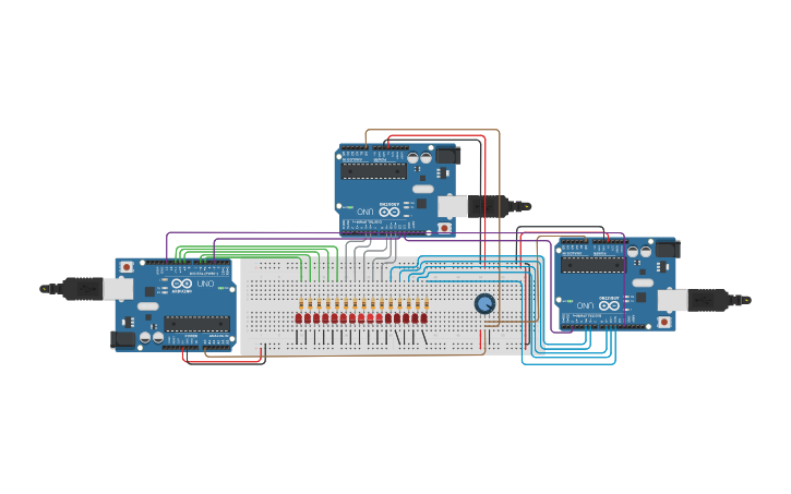 Circuit design 15 LED Knight Rider Arduino Project - Tinkercad