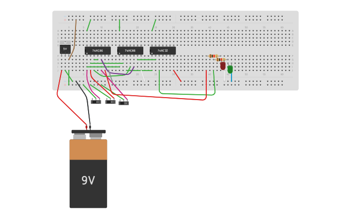 Circuit design 1 bit full adder - Tinkercad