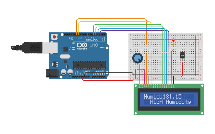 Autocad Humidity Sensor Circuit design WORKING WITH HUMIDITY SENSOR - Tinkercad