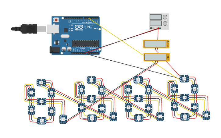Arduino Syambol Circuit design Arduino WS2812 4-Symbol 8-Segment Display - Tinkercad