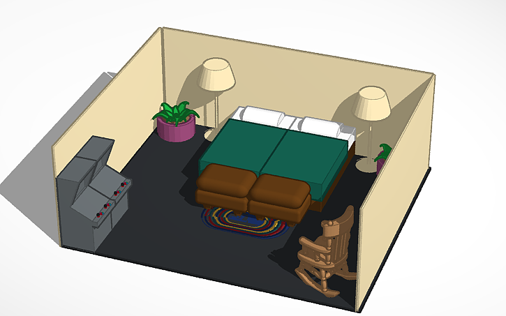 Modern Tinker 3D design Nice modern bedroom - Tinkercad