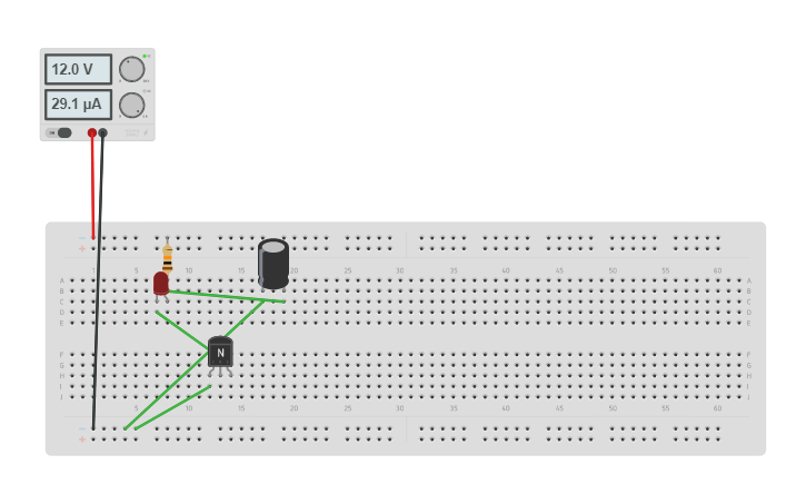 Circuit design LED INTERMITENTE TRANSISTOR - Tinkercad