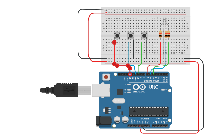 Circuit design Led RGB Botones - Tinkercad