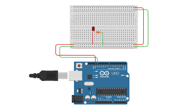 Circuit design Blinking LED with the delay of 2 sec - Tinkercad