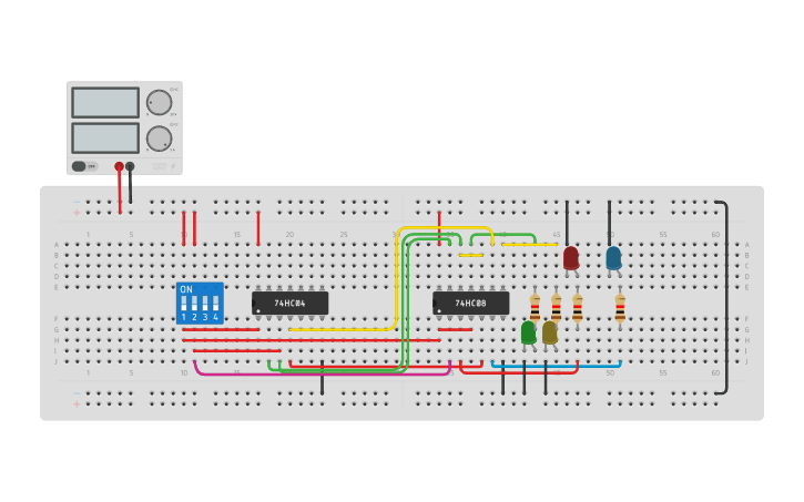 Circuit design 2 to 4 decoder - Tinkercad