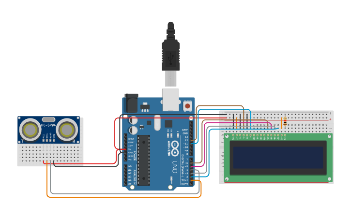 Circuit design Range finder - Tinkercad