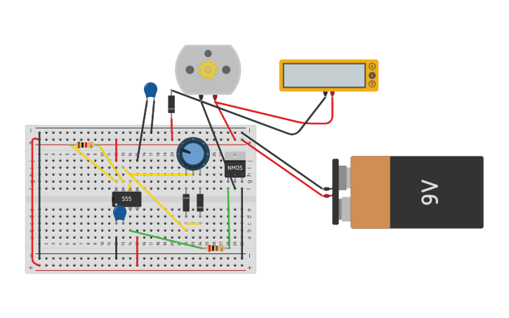 Circuit design motor controller using 555 - 1 - Tinkercad