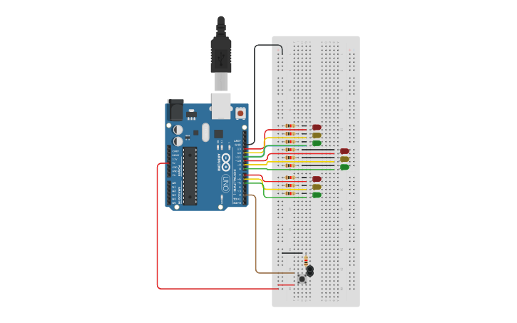 Build Stop Light Circuit design Act2 STOP LIGHTS - Tinkercad