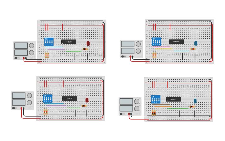 Circuit design AND/OR/NAND/NOR - Tinkercad