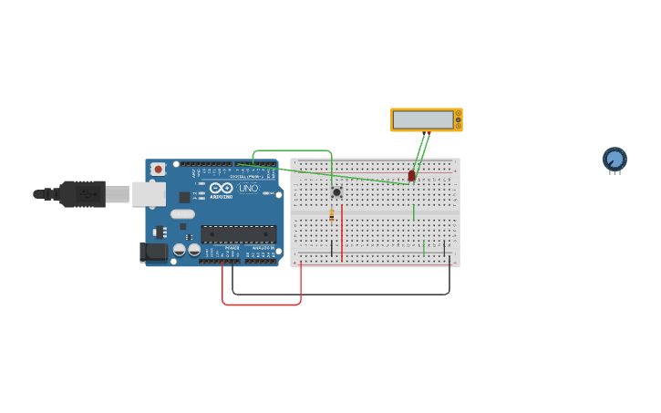 Circuit design Button+LED - Tinkercad