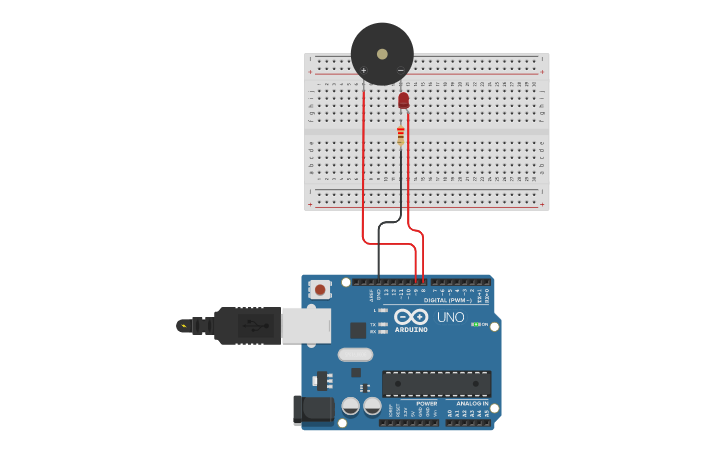 Circuit design SOS sound emitter - Tinkercad