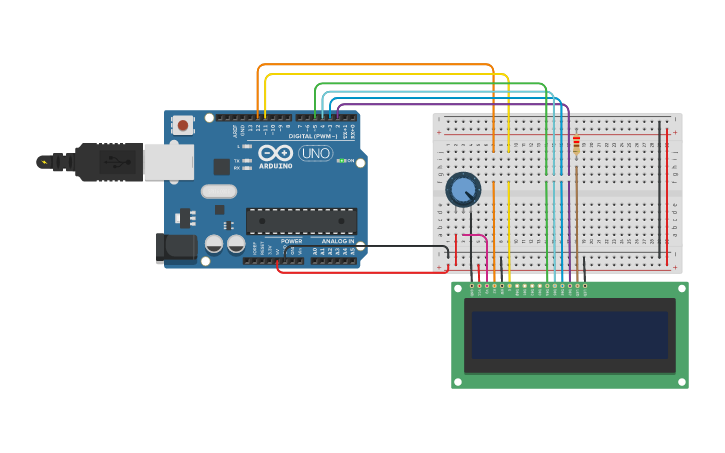 Circuit design LCD (16x2) I2C - Tinkercad