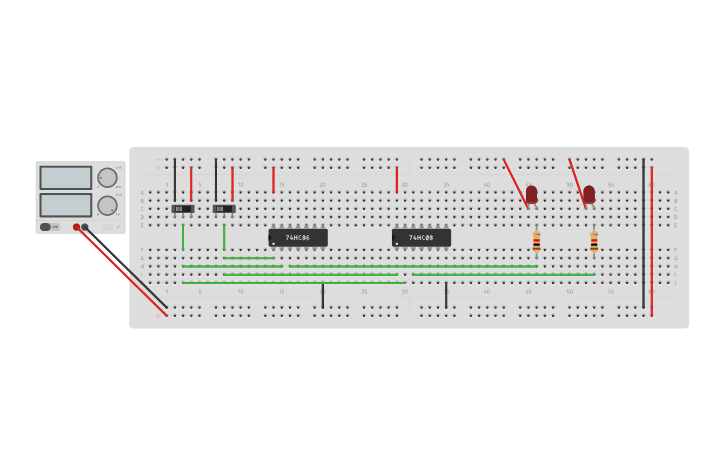 Circuit design Half Adder Circuit - Tinkercad