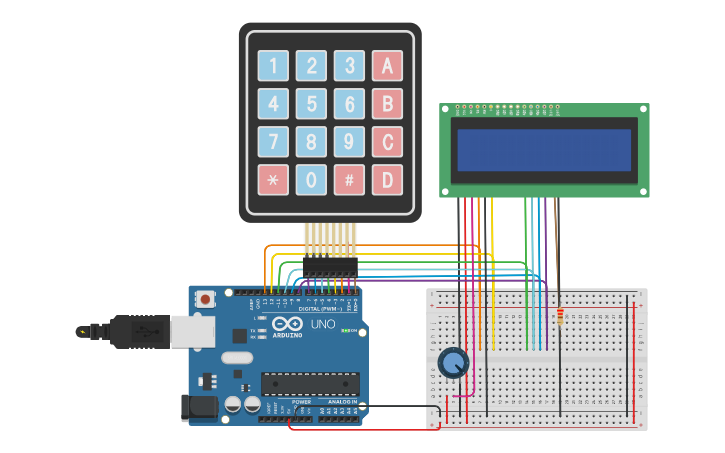 Circuit design Copy of Calculator-1: Keypad and LCD.. - Tinkercad