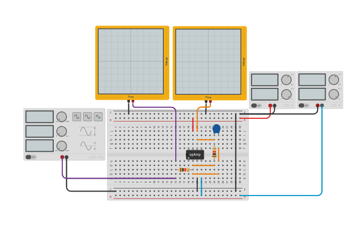 Circuit design OPAM INTEGRADOR | FILTRO PASA BAJAS - Tinkercad