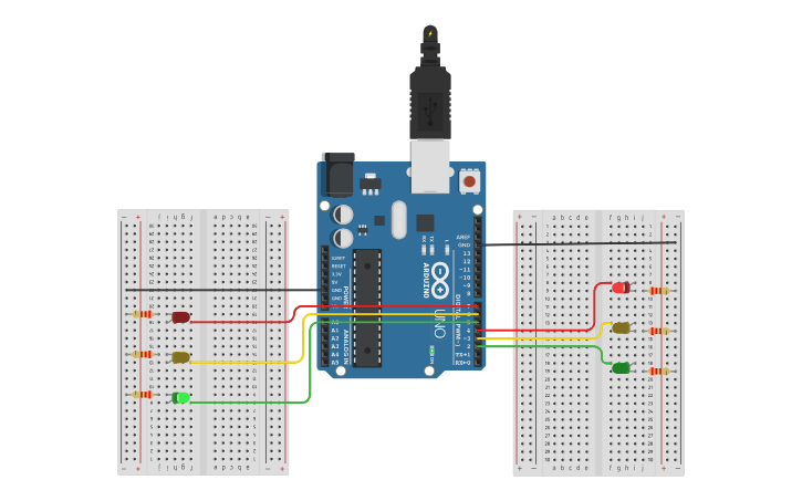 Circuit design Traffic light using Arduino - Tinkercad