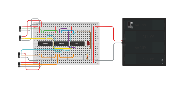 Circuit design Rangkaian 2 Level AND-OR - Tinkercad