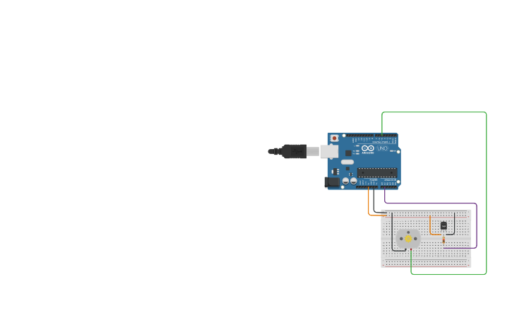 Circuit design A automatic fan with Temperature sensor - Tinkercad