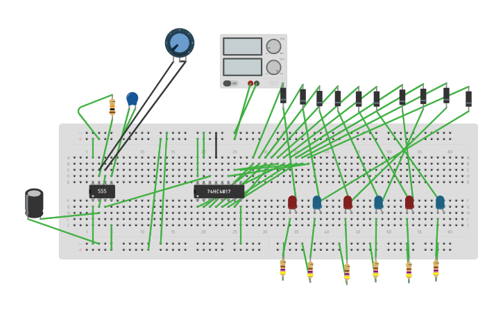 Circuit design led chaser 4017 - Tinkercad