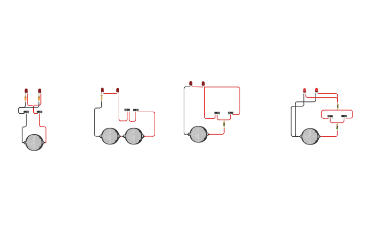 Circuit design Atividade 2 - LEDs controlados por 2 botões - Tinkercad