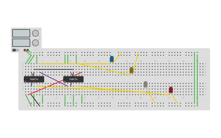 Circuit design Johnson Counter - Tinkercad