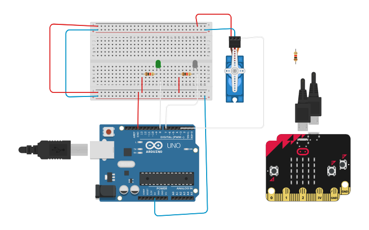 Circuit design ARDUINO SERVO LED - Tinkercad