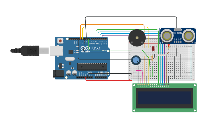 Distance Sensor Cad Model Circuit design DISTANCE SENSOR BY B. GANESH (2505A31060) - Tinkercad