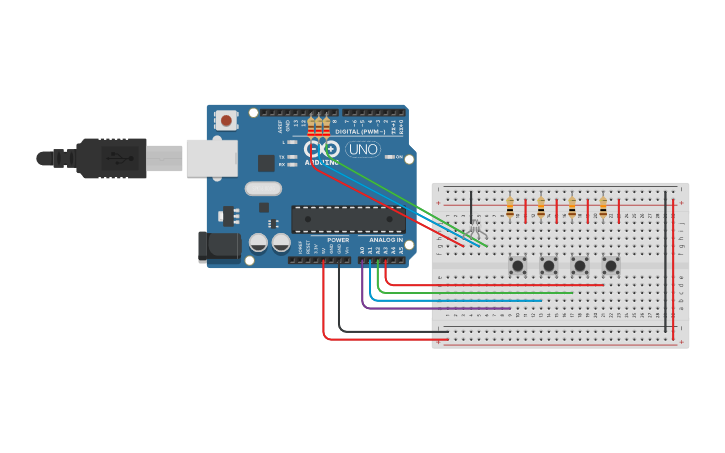Circuit design RGB Led with multiple buttons - Domenico Lupo - Tinkercad