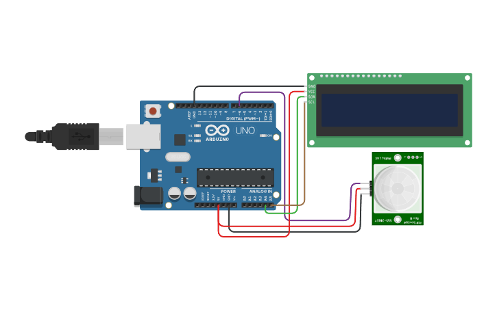 Circuit design motion sensor - Tinkercad