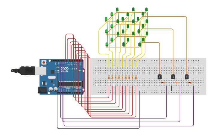 Circuit design Cubo de LED 3x3x3 - Tinkercad