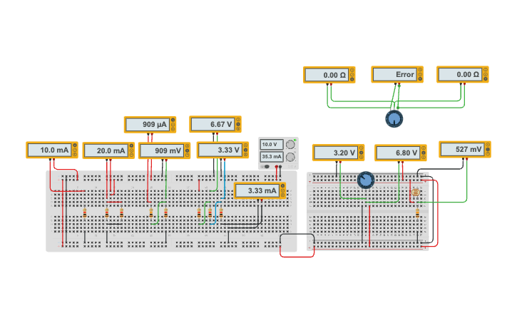 Circuit design Resistors in Series and Parallel - Tinkercad