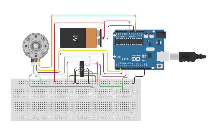 Circuit design Motor com Encoder - Tinkercad